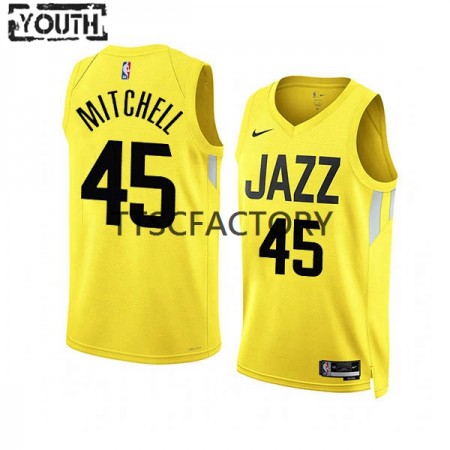 Maillot Basket Enfant Utah Jazz Donovan Mitchell 45 Nike 2022-23 Icon Edition Jaune Swingman